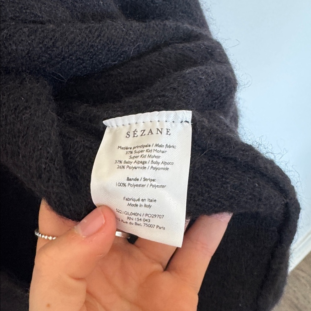 NWOT Sezane Gaspard Mohair Cardigan in Black - XL - Picture 6 of 7